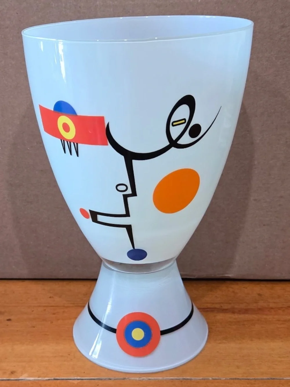 White Abstract Motif Decorative Vase - Modern Home Accent